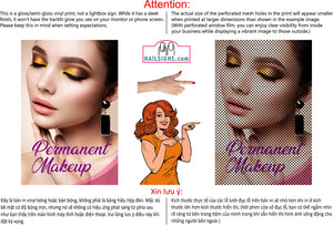 Permanent 14 Perforated Mesh One Way Vision See-Through Window Vinyl Makeup Eyebrows Lips Salon Sign Microblading Vertical
