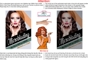 Permanent 15 Perforated Mesh One Way Vision See-Through Window Vinyl Makeup Eyebrows Lips Salon Sign Microblading Vertical