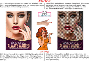 Permanent 16 Perforated Mesh One Way Vision See-Through Window Vinyl Makeup Eyebrows Lips Salon Sign Microblading Vertical