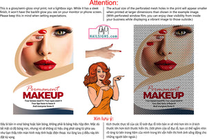 Permanent 22 Perforated Mesh One Way Vision See-Through Window Vinyl Makeup Eyebrows Lips Salon Sign Microblading Vertical