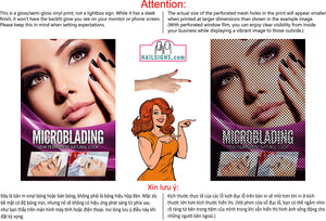 Permanent 23 Perforated Mesh One Way Vision See-Through Window Vinyl Makeup Eyebrows Lips Salon Sign Microblading Vertical