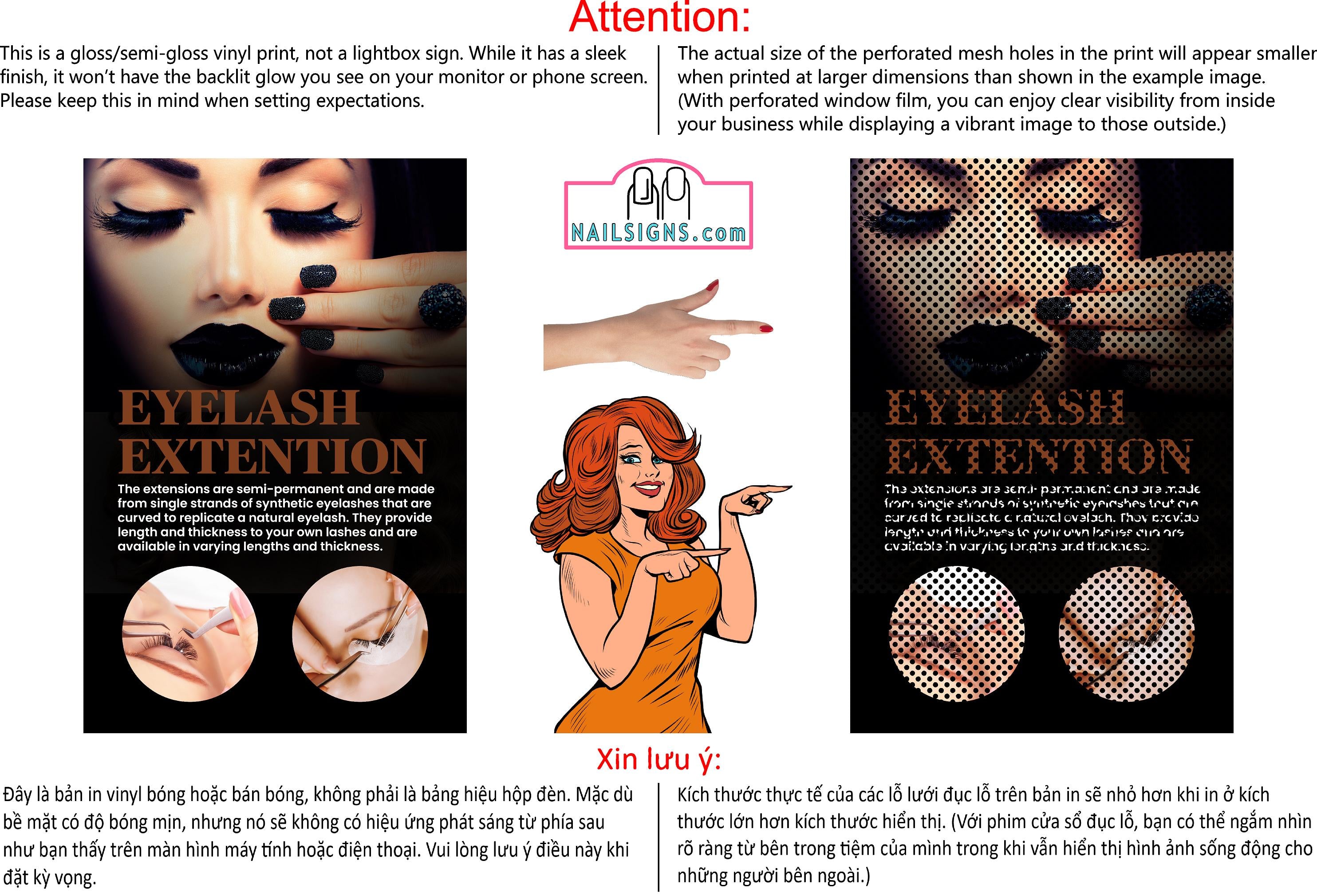 Permanent 24 Perforated Mesh One Way Vision See-Through Window Vinyl Makeup Eyebrows Lips Salon Sign Microblading Vertical