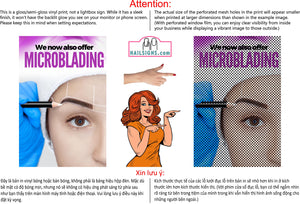 Permanent 25 Perforated Mesh One Way Vision See-Through Window Vinyl Makeup Eyebrows Lips Salon Sign Microblading Vertical