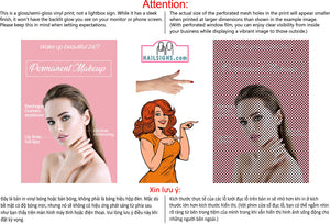 Permanent 26 Perforated Mesh One Way Vision See-Through Window Vinyl Makeup Eyebrows Lips Salon Sign Microblading Vertical