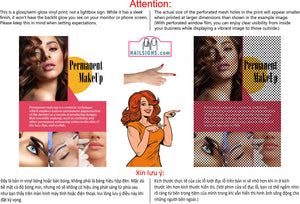 Permanent 27 Perforated Mesh One Way Vision See-Through Window Vinyl Makeup Eyebrows Lips Salon Sign Microblading Vertical