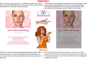 Permanent 28 Perforated Mesh One Way Vision See-Through Window Vinyl Makeup Eyebrows Lips Salon Sign Microblading Vertical