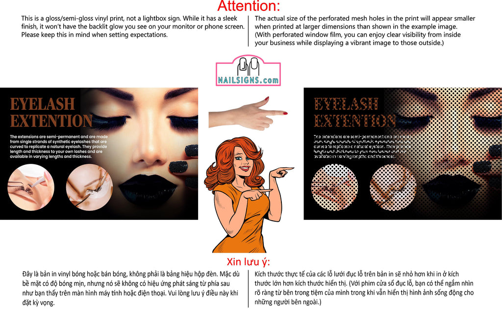 Permanent 29 Perforated Mesh One Way Vision See-Through Window Vinyl Makeup Eyebrows Lips Salon Sign Microblading Vertical