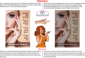 Permanent 02 Perforated Mesh One Way Vision See-Through Window Vinyl Makeup Eyebrows Lips Salon Sign Microblading  Vertical