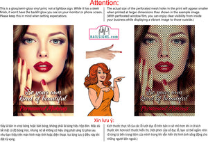 Permanent 03 Perforated Mesh One Way Vision See-Through Window Vinyl Makeup Eyebrows Lips Salon Sign Microblading Vertical