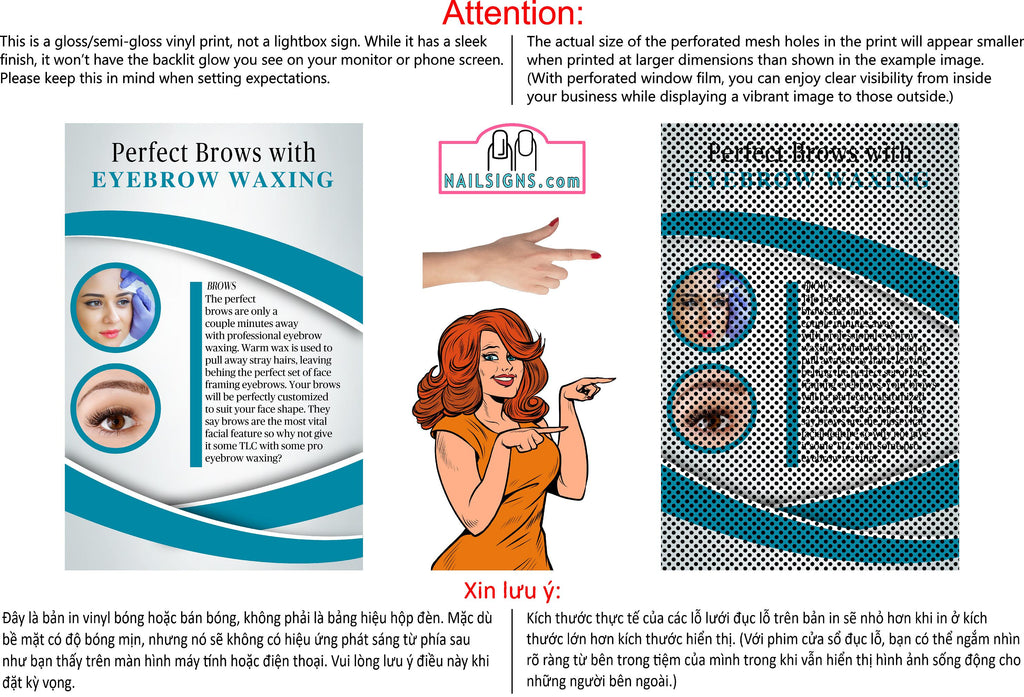 Permanent 42 Perforated Mesh One Way Vision See-Through Window Vinyl Eyebrows Makeup Sign Microblading Vertical
