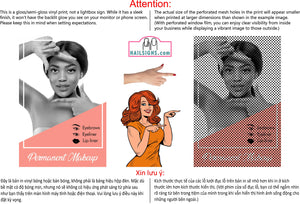 Permanent 45 Perforated Mesh One Way Vision See-Through Window Vinyl Eyebrows Makeup Sign Microblading Vertical