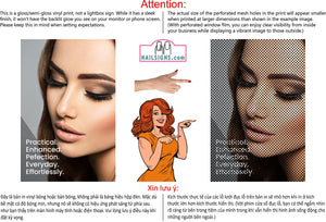 Permanent 07 Perforated Mesh One Way Vision See-Through Window Vinyl Makeup Eyebrows Lips Salon Sign Microblading Vertical