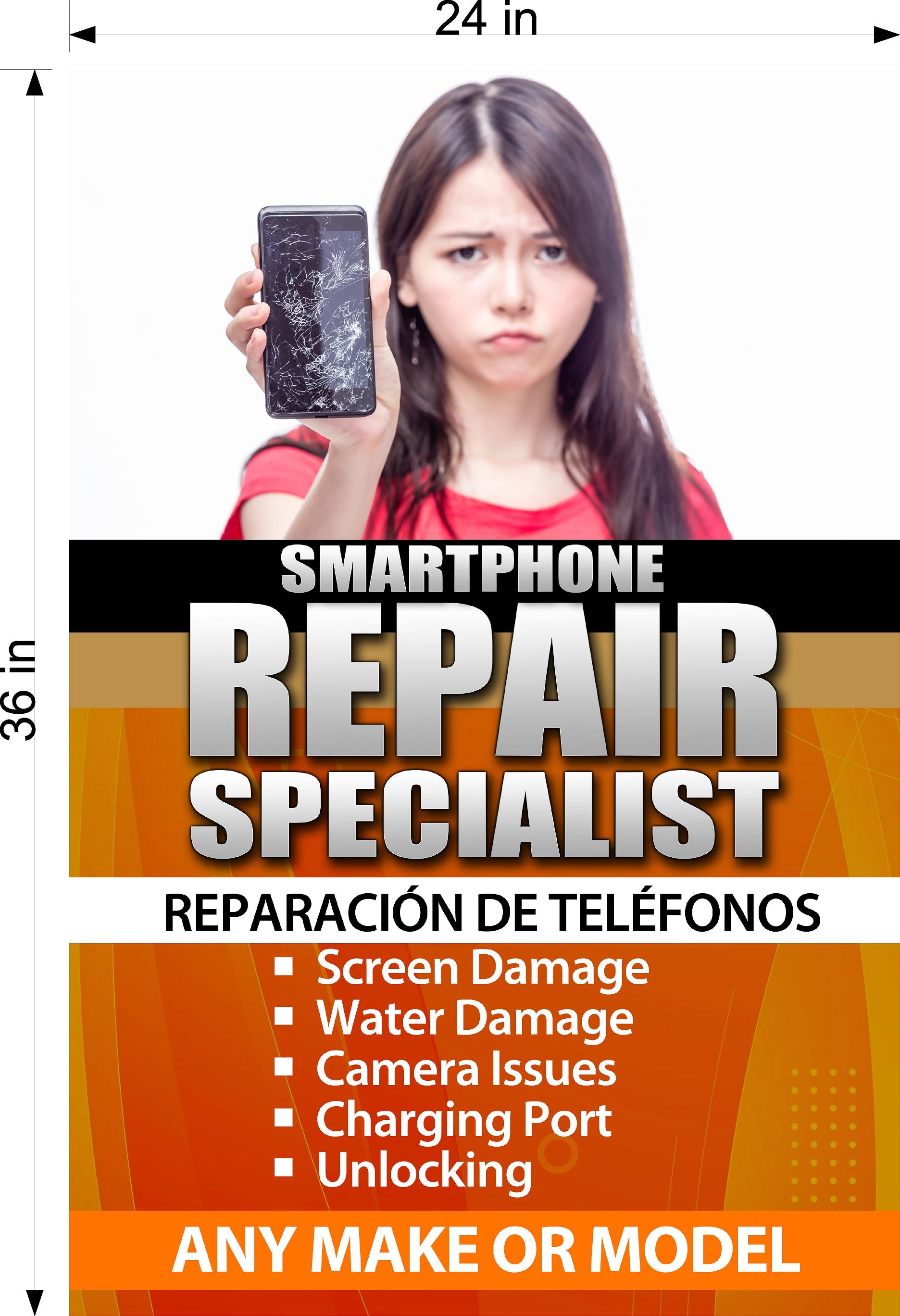 Phone Repair 05 Perforated Mesh One Way Vision See Through Window Vinyl Buy Smart Fix Cell Tablet Sign Salon Vertical