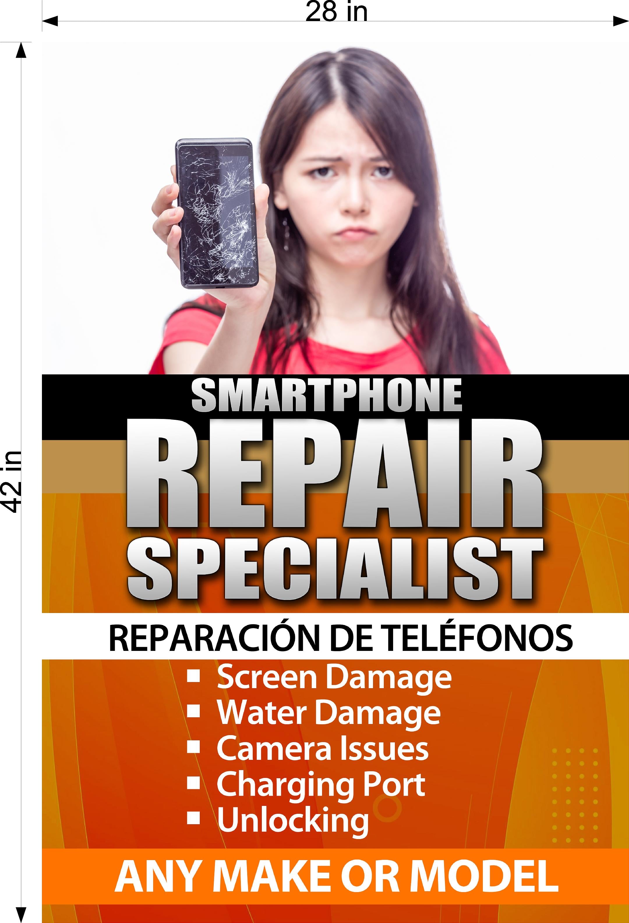 Phone Repair 05 Perforated Mesh One Way Vision See Through Window Vinyl Buy Smart Fix Cell Tablet Sign Salon Vertical