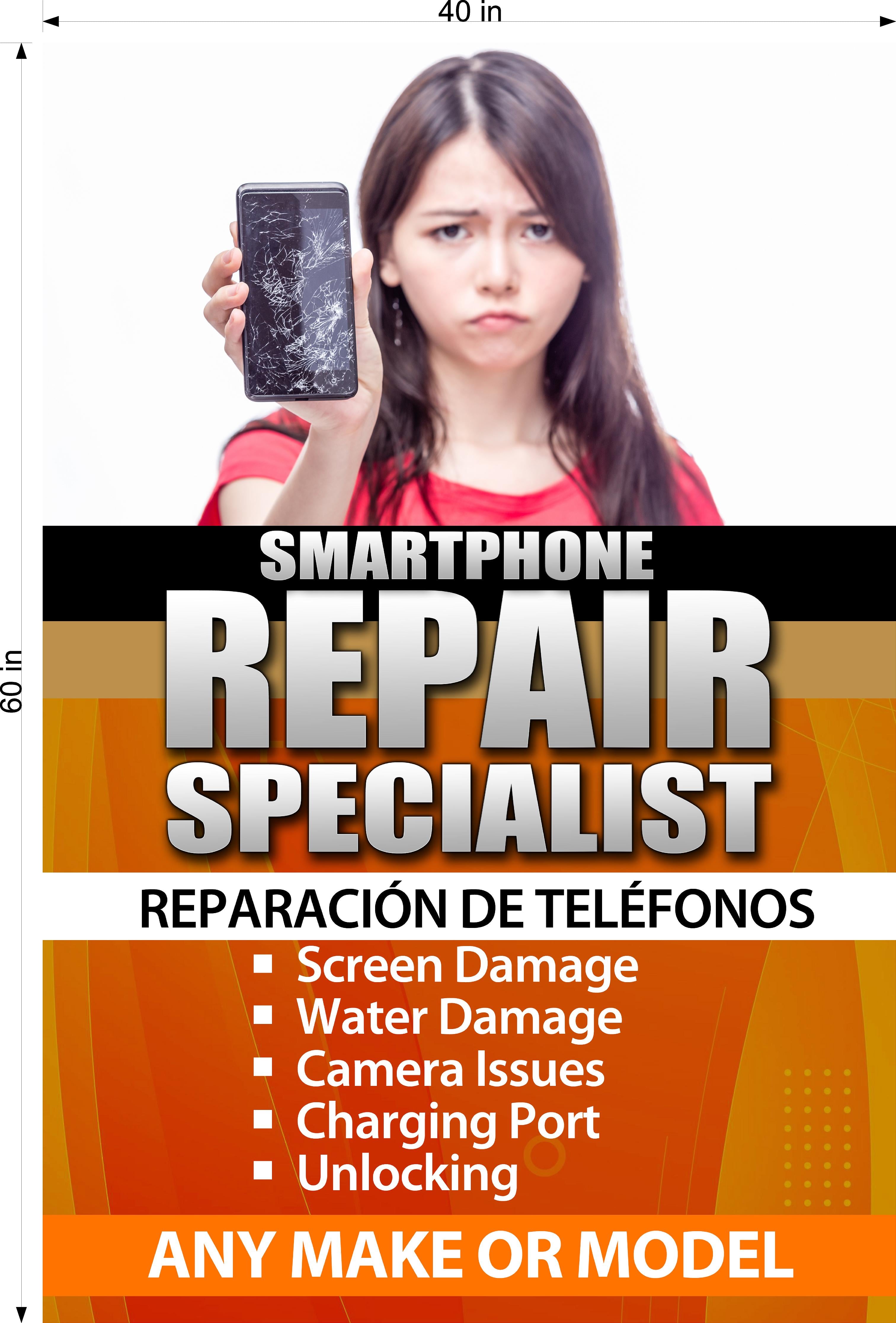 Phone Repair 05 Photo-Realistic Paper Poster Premium Interior Inside Sign Fix Smartphone buy Cell Wall Window Non-Laminated Vertical