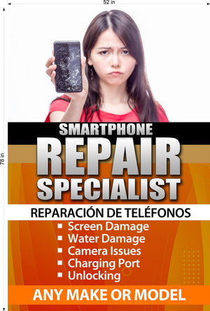 Phone Repair 05 Photo-Realistic Paper Poster Premium Interior Inside Sign Fix Smartphone buy Cell Wall Window Non-Laminated Vertical