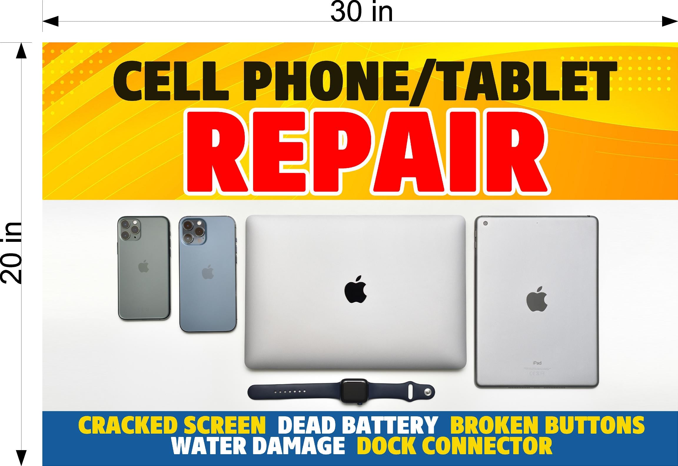 Phone Repair 09 Photo-Realistic Paper Poster Premium Interior Inside Sign Fix Smartphone buy Cell Computer Wall Window Non-Laminated Horizontal