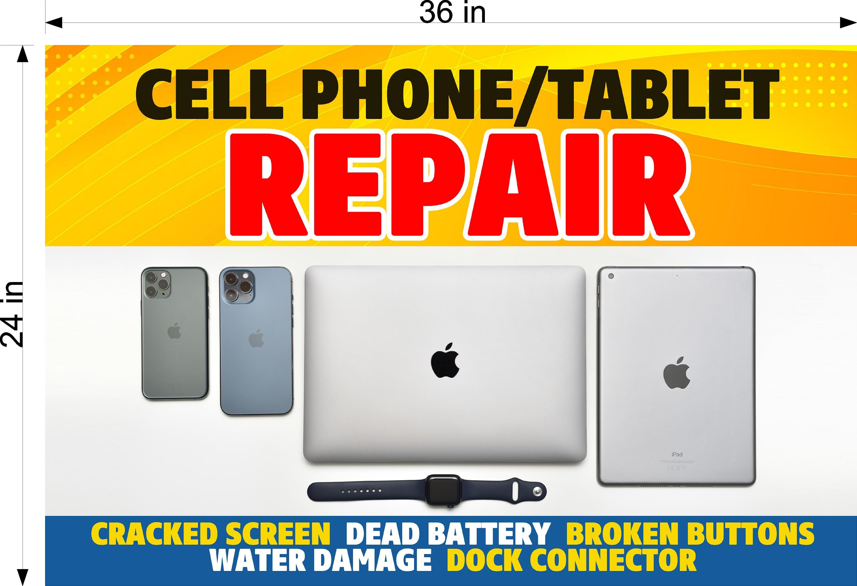 Phone Repair 09 Photo-Realistic Paper Poster Premium Interior Inside Sign Fix Smartphone buy Cell Computer Wall Window Non-Laminated Horizontal
