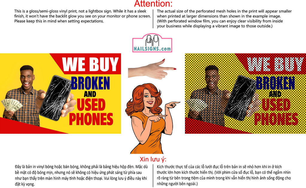 Phone Repair 10 Perforated Mesh One Way Vision See Through Window Vinyl Buy Used Smart Fix Cell Tablet Sign Salon Horizontal