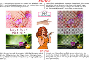 Quote 10 Perforated Mesh One Way Vision See-Through Window Vinyl Salon Love is in the Air Vertical