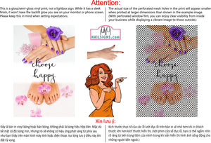 Quote 13 Perforated Mesh One Way Vision See-Through Window Vinyl Salon Choose Happy Vertical