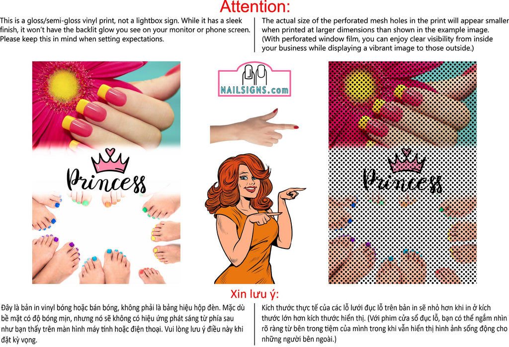 Quote 17 Perforated Mesh One Way Vision See-Through Window Vinyl Salon Princess Vertical