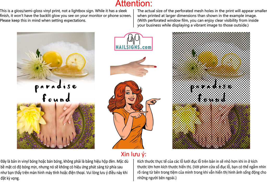 Quote 18 Perforated Mesh One Way Vision See-Through Window Vinyl Salon Paradise Found Vertical