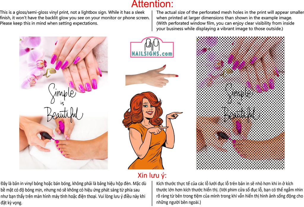 Quote 20 Perforated Mesh One Way Vision See-Through Window Vinyl Salon Simple is Beautiful Vertical