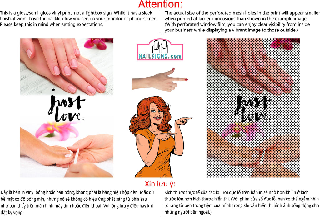 Quote 25 Perforated Mesh One Way Vision See-Through Window Vinyl Salon Just Love Vertical