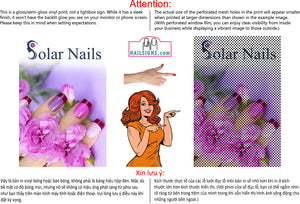 Solar 02 Perforated Mesh One Way Vision See-Through Window Vinyl Nail Salon Sign Vertical