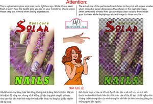 Solar 03 Perforated Mesh One Way Vision See-Through Window Vinyl Nail Salon Sign Vertical