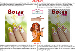 Solar 01 Perforated Mesh One Way Vision See-Through Window Vinyl Nail Salon Sign Vertical