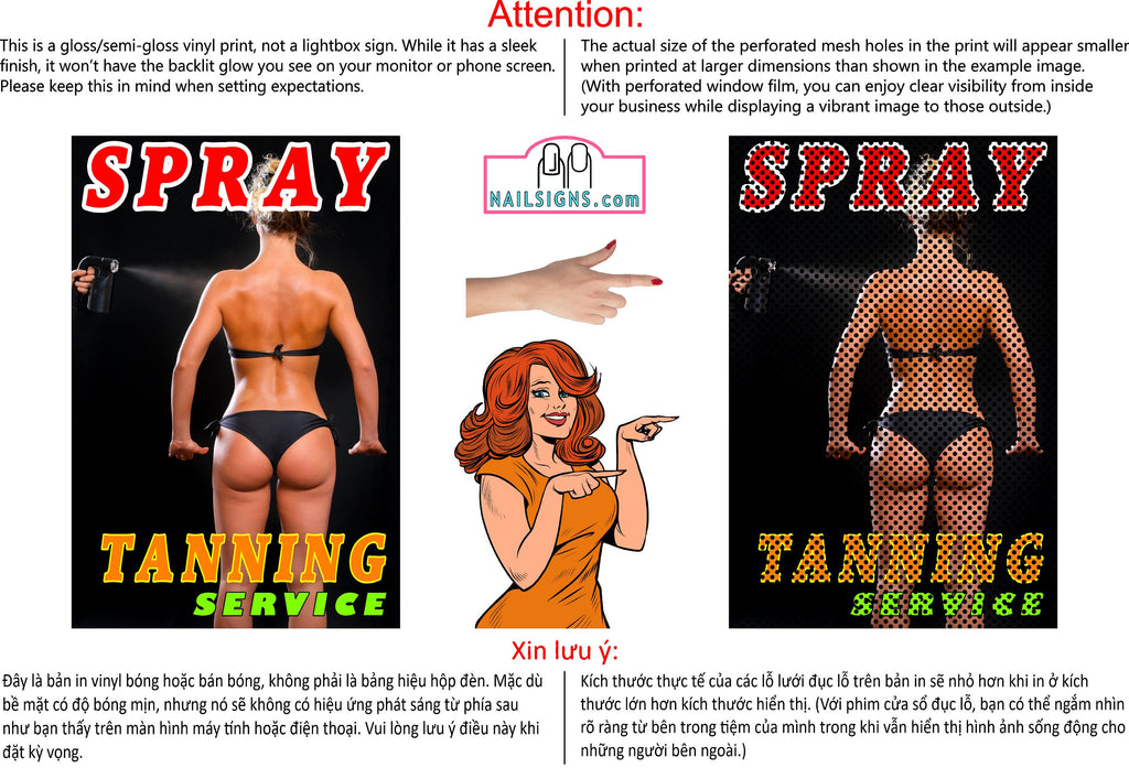 Tanning 06 Perforated Mesh One Way Vision Window Vinyl See-Through Sign Spray Vertical