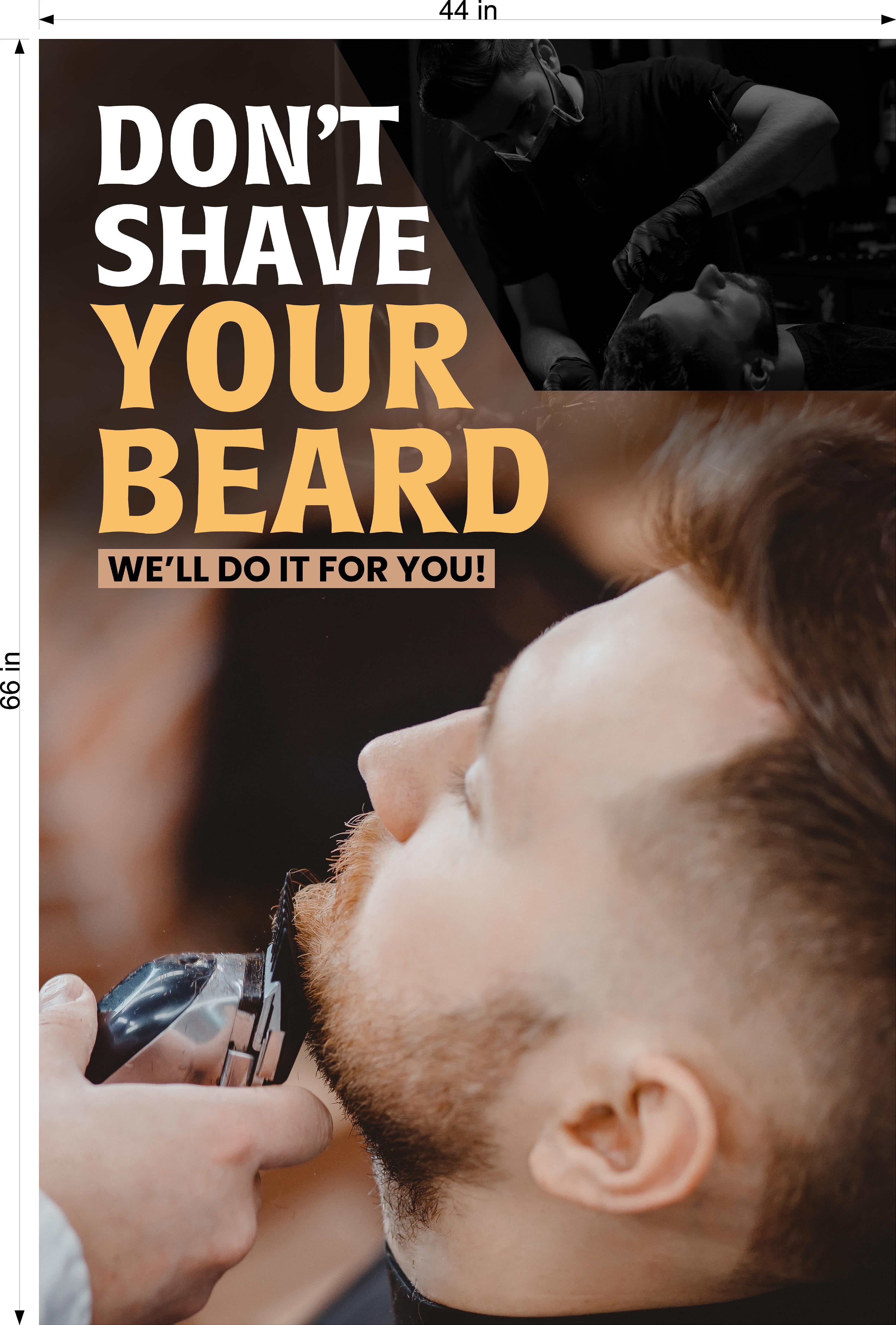 Barber 01 Perforated Mesh One Way Vision Window See-Through Sign Salon Vinyl Beard Men Boy Haircut Vertical