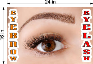Eyebrows 15 Perforated Mesh One Way Vision See-Through Window Vinyl Salon Sign Eyelash Horizontal