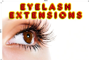 Eyelash 07 Perforated Mesh One Way Vision See-Through Window Vinyl Salon Sign Extensions Horizontal