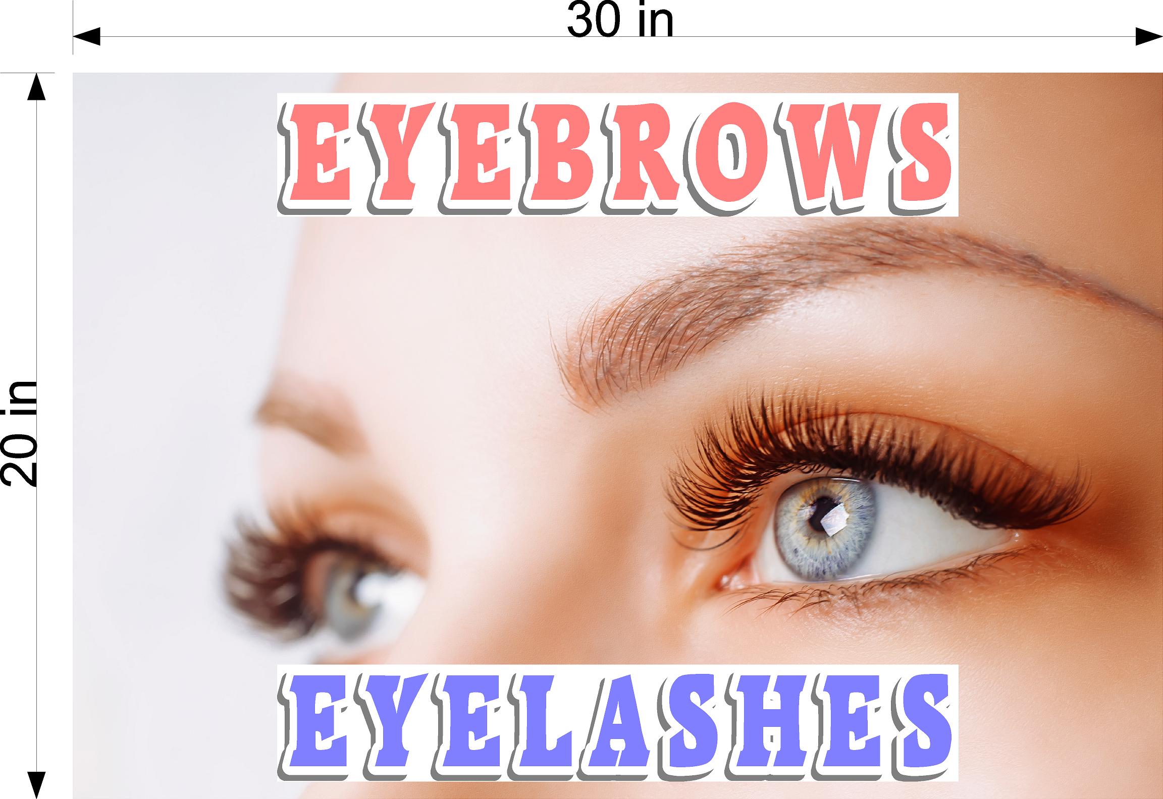 Eyebrows 14 Perforated Mesh One Way Vision See-Through Window Vinyl Salon Sign Eyelashes Horizontal