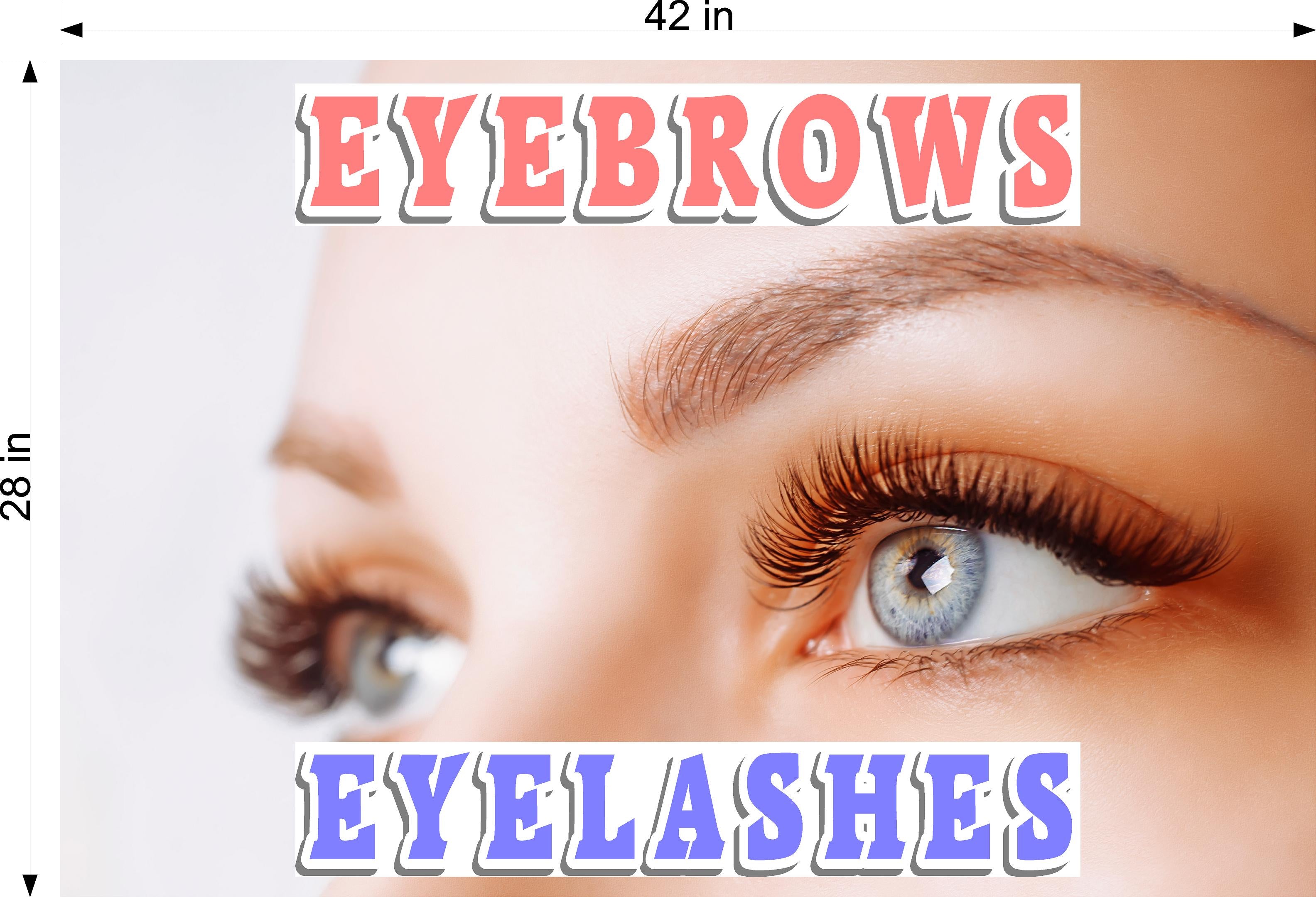 Eyebrows 14 Perforated Mesh One Way Vision See-Through Window Vinyl Salon Sign Eyelashes Horizontal