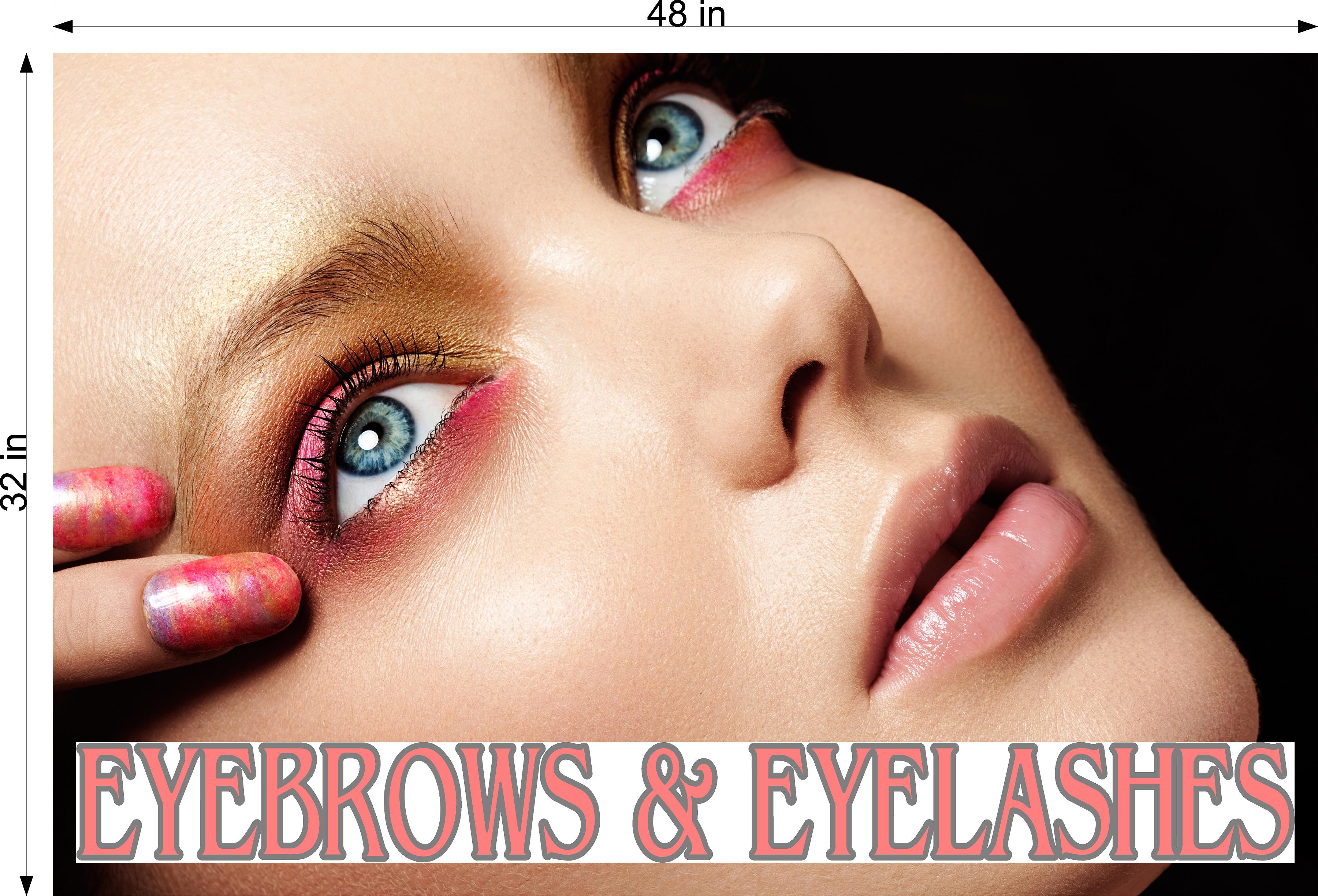 Eyebrows 13 Perforated Mesh One Way Vision See-Through Window Vinyl Salon Sign Eyelashes Horizontal