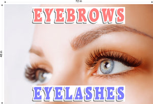 Eyebrows 14 Perforated Mesh One Way Vision See-Through Window Vinyl Salon Sign Eyelashes Horizontal
