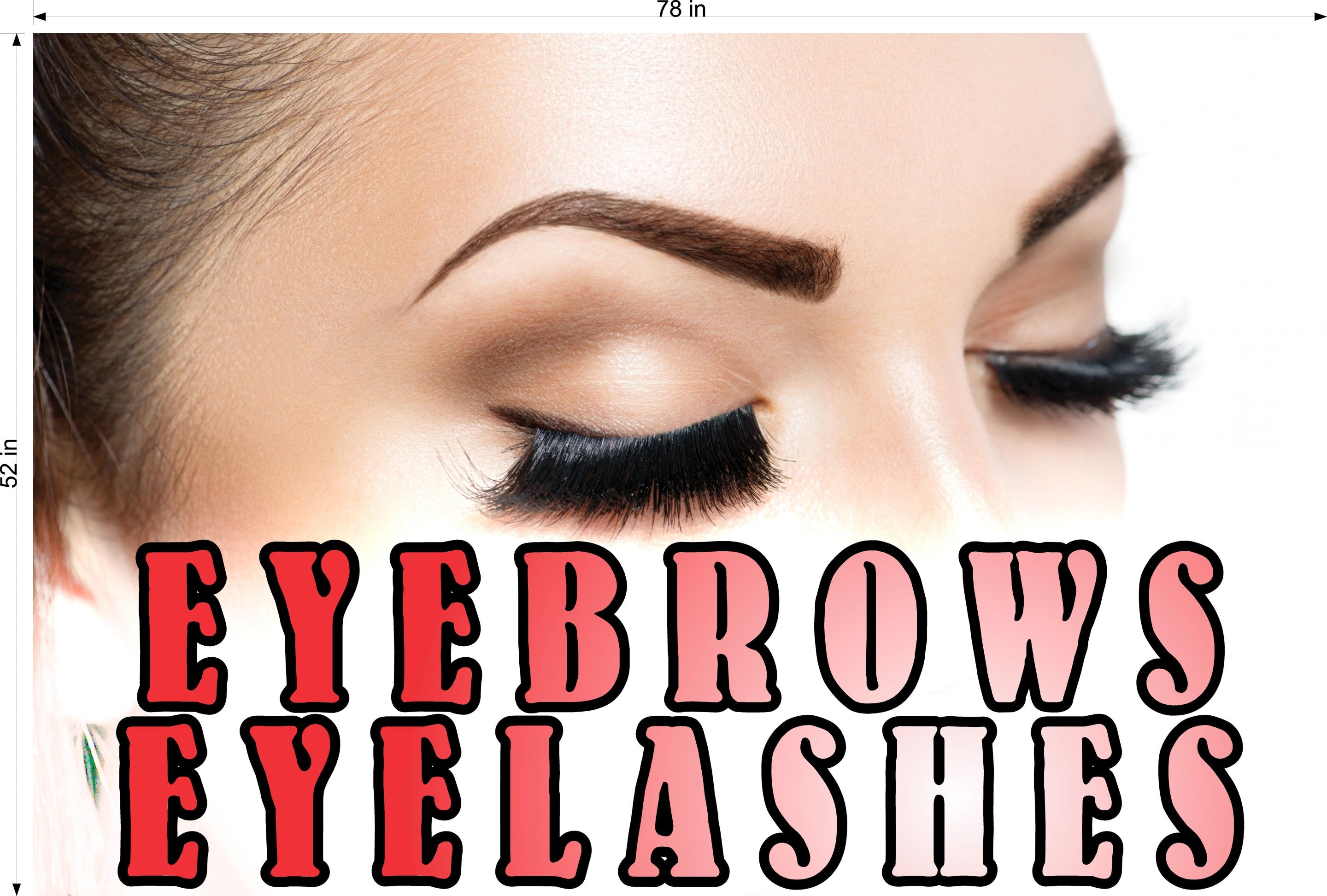 Eyebrows 12 Perforated Mesh One Way Vision See-Through Window Vinyl Salon Sign Eyelashes Horizontal