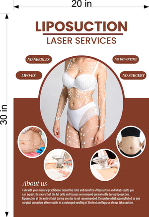 Liposuction 03 Perforated Mesh One Way Vision Window See-Through Sign Vinyl Plastic Surgery Procedure Obesity Cosmetic Vertical
