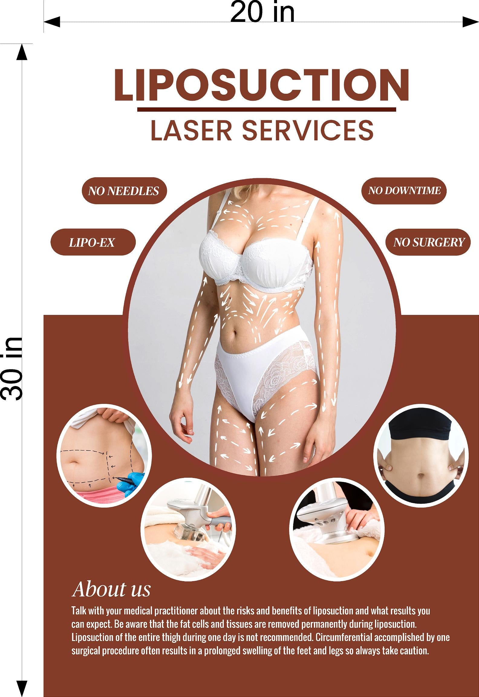 Liposuction 03 Photo-Realistic Paper Poster Interior Sign Non-Laminated Plastic Surgery Procedure Obesity Cosmetic Vertical