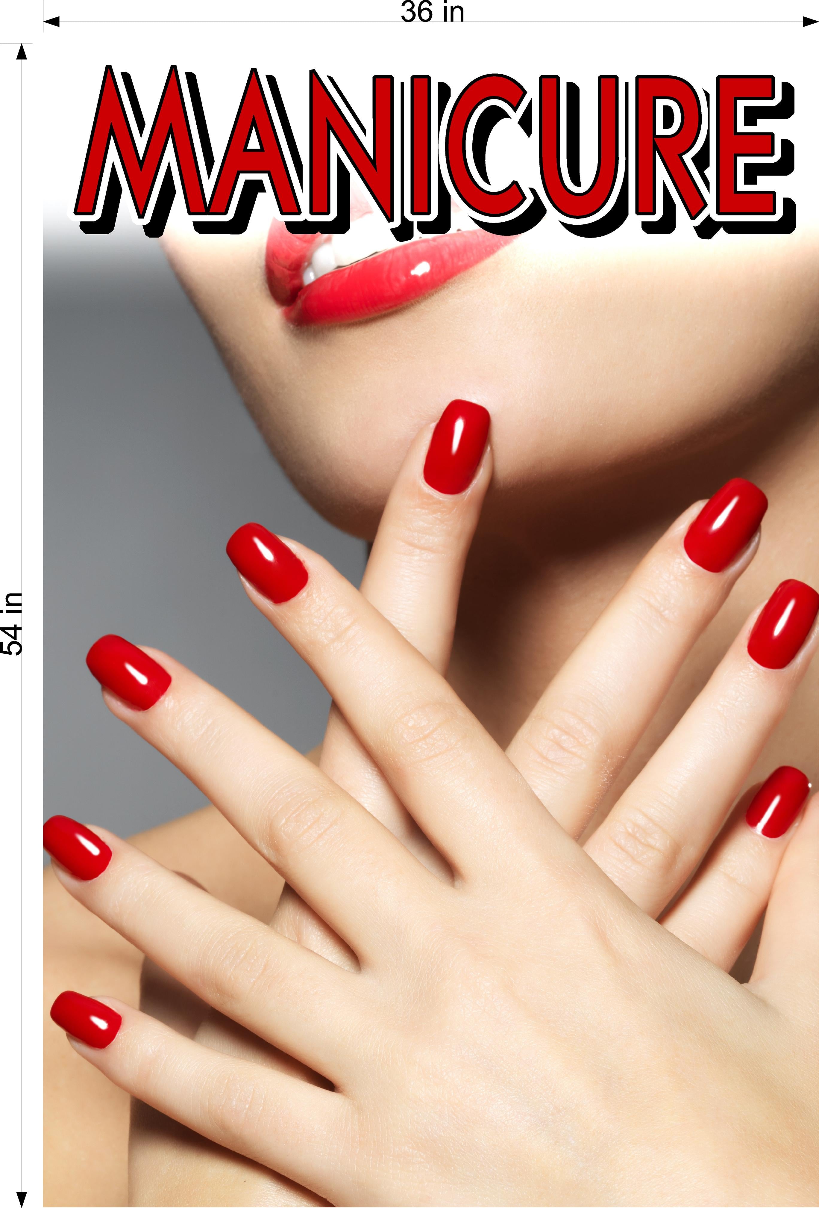 Manicure 07 Perforated Mesh One Way Vision See-Through Window Vinyl Nail Salon Sign Vertical