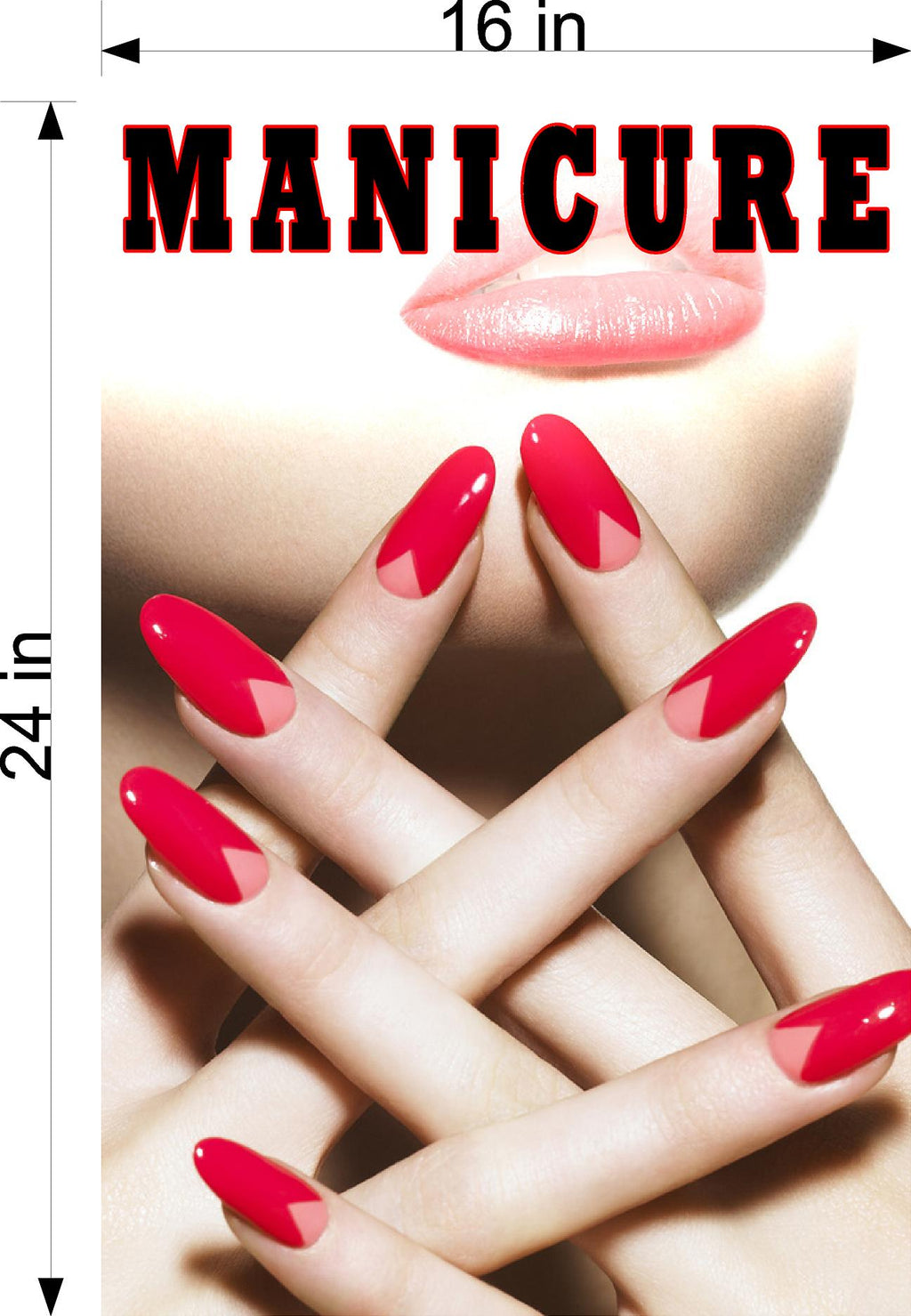 Manicure 14 Perforated Mesh One Way Vision See-Through Window Vinyl Nail Salon Sign Vertical