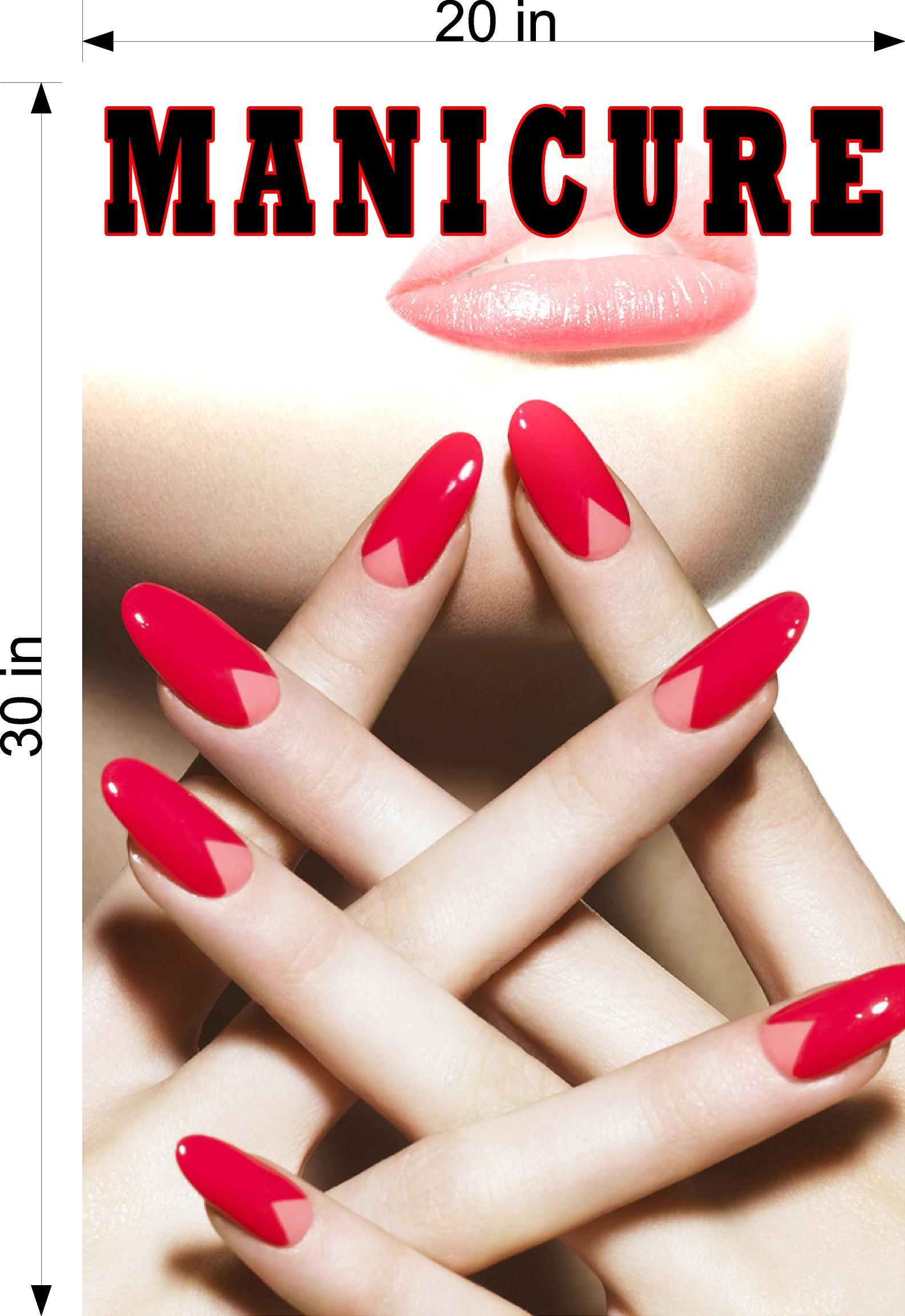 Manicure 14 Perforated Mesh One Way Vision See-Through Window Vinyl Nail Salon Sign Vertical