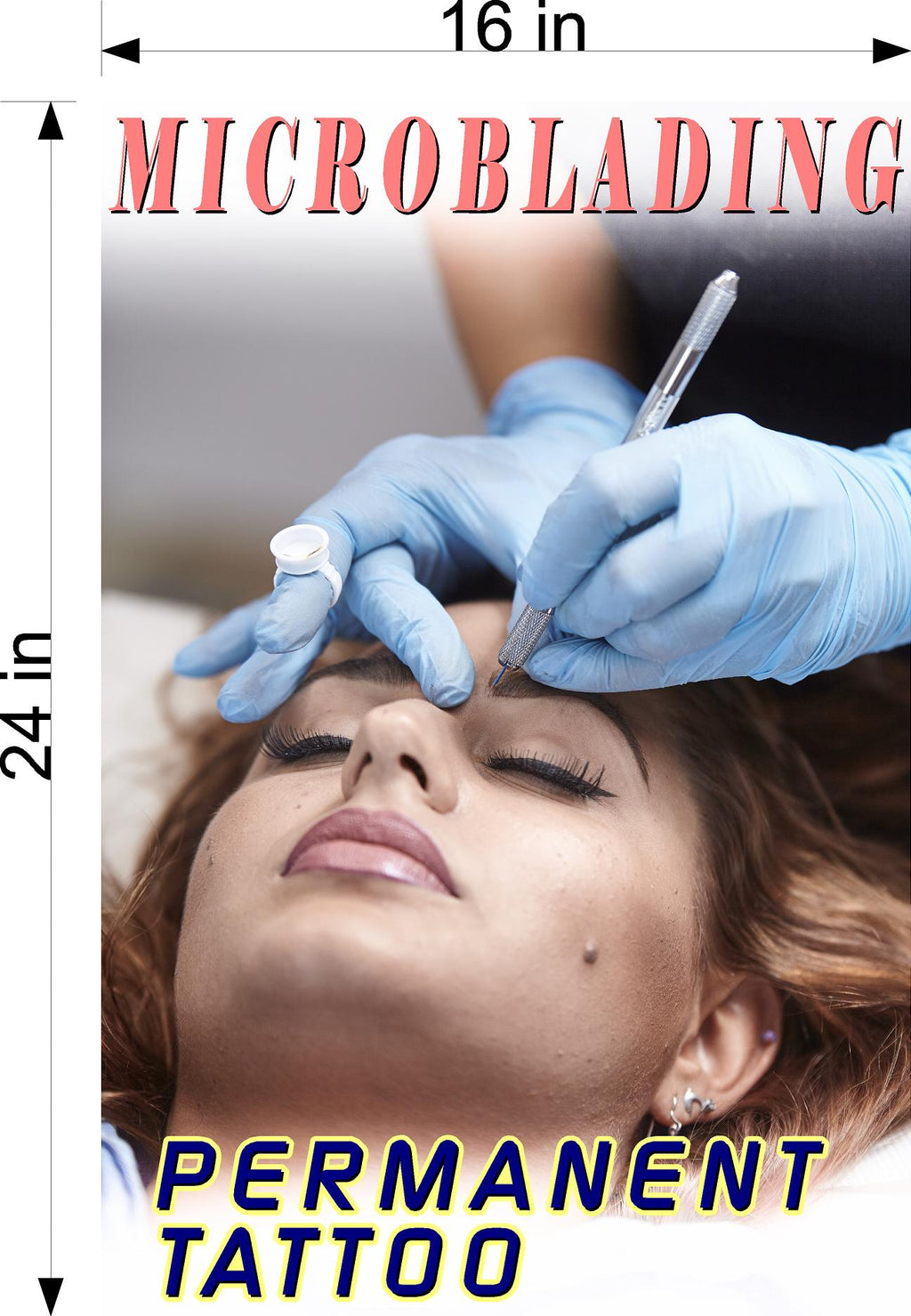 Microblading 06 Perforated Mesh One Way Vision See-Through Window Vinyl Salon Permanent Tattoo Vertical