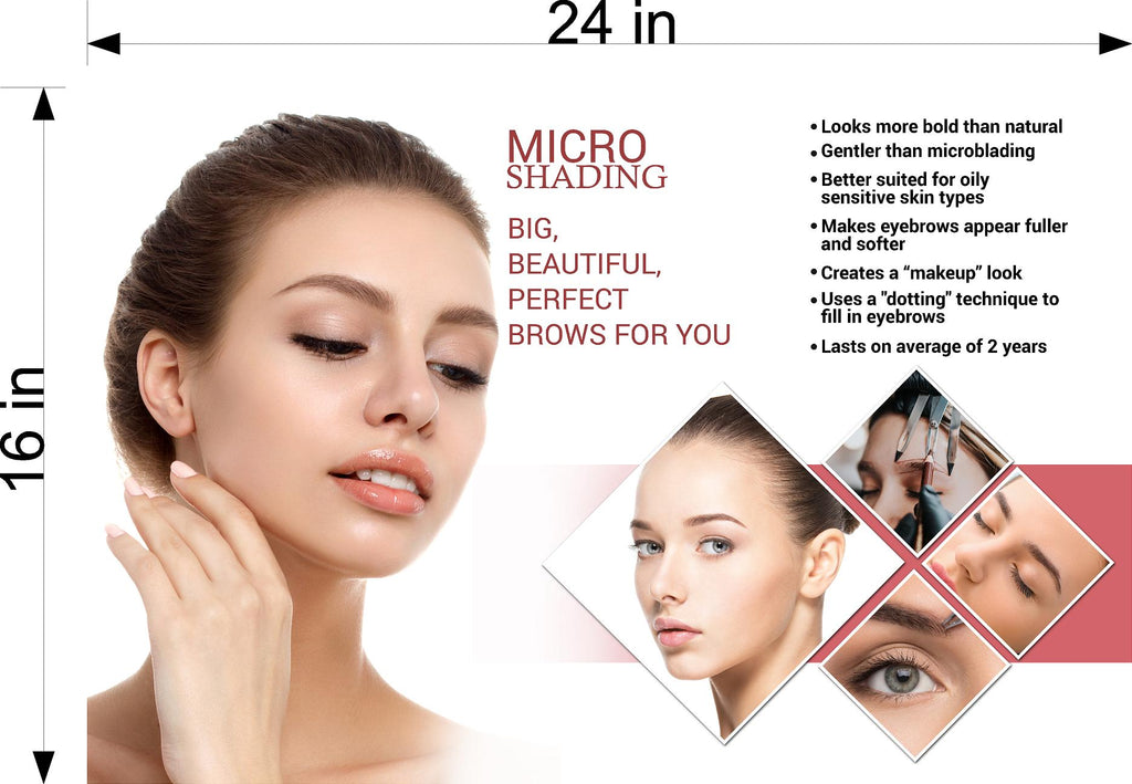 Microshading 10 Photo-Realistic Paper Poster Non-Laminated Services Semi-permanent Make-Up shading Eyebrows Horizontal