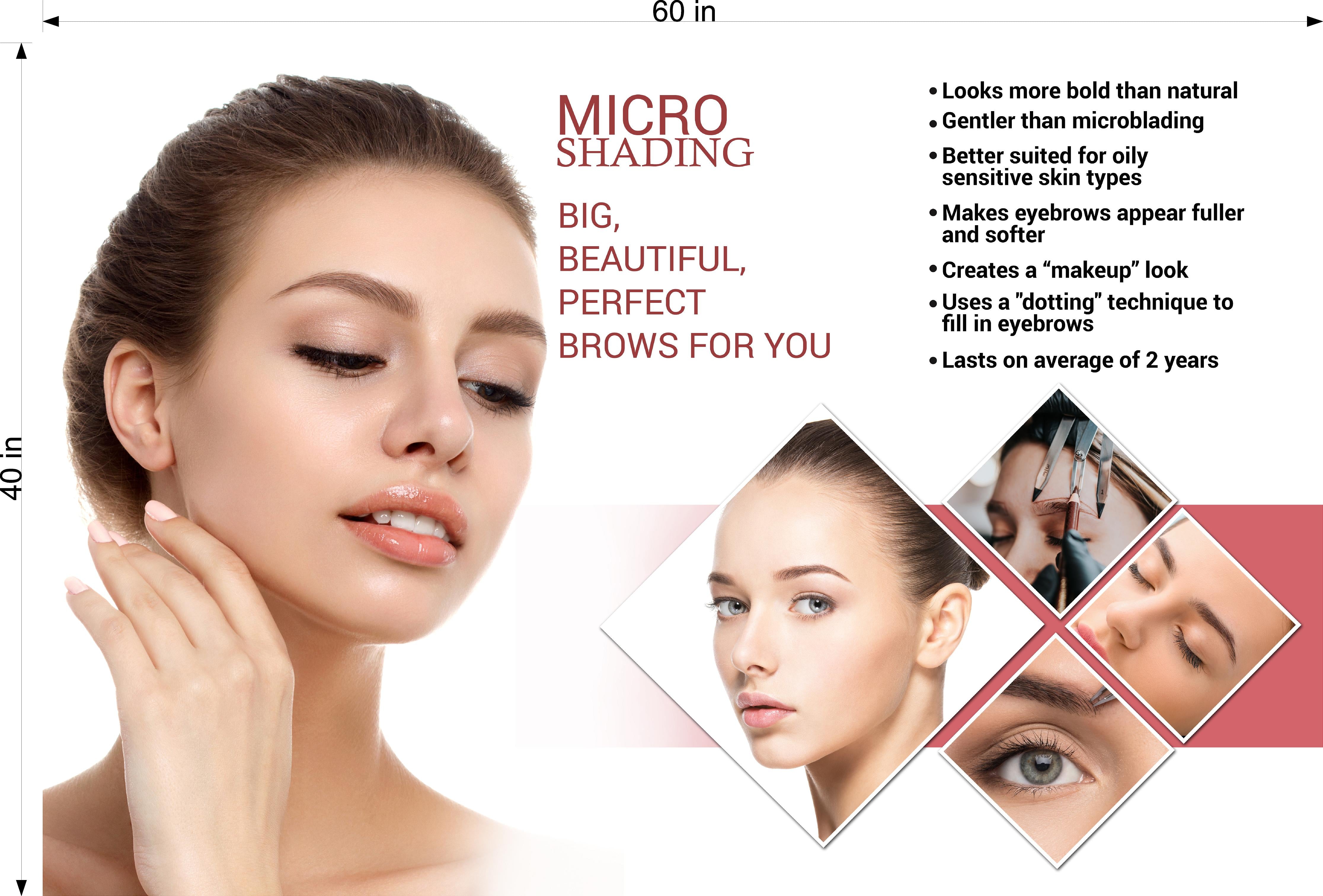 Microshading 10 Perforated Mesh One Way Vision See-Through Window Vinyl Salon Services Makeup Horizontal