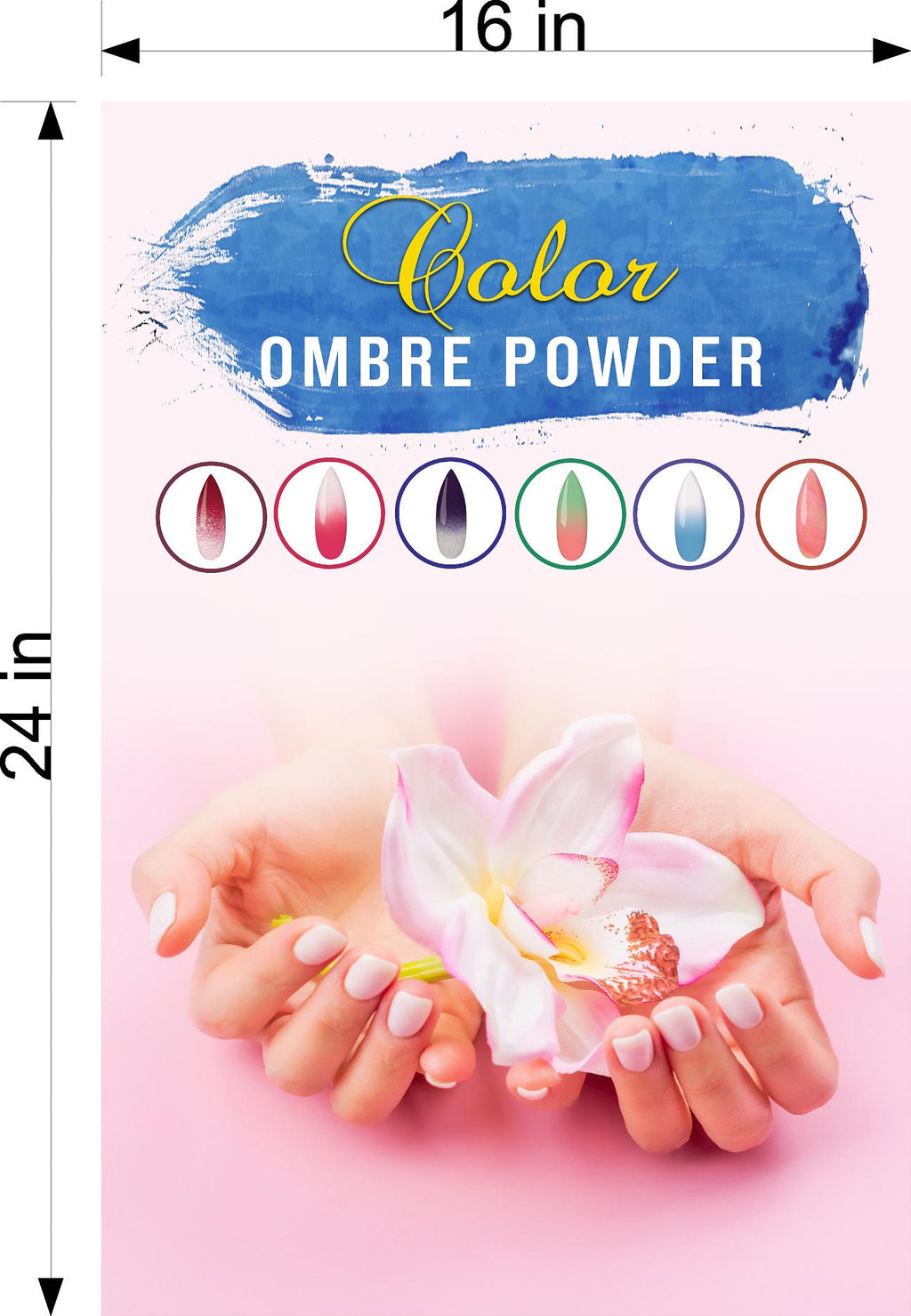 Ombre Nails 01 Photo-Realistic Paper Poster Premium Salon Interior Inside Sign Advertising Marketing Wall Window Non-Laminated Vertical